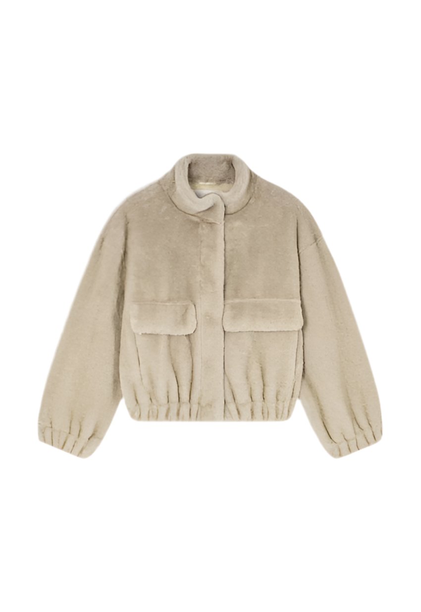 BA&SH 'Paros' faux fur bomber in grey - size 1