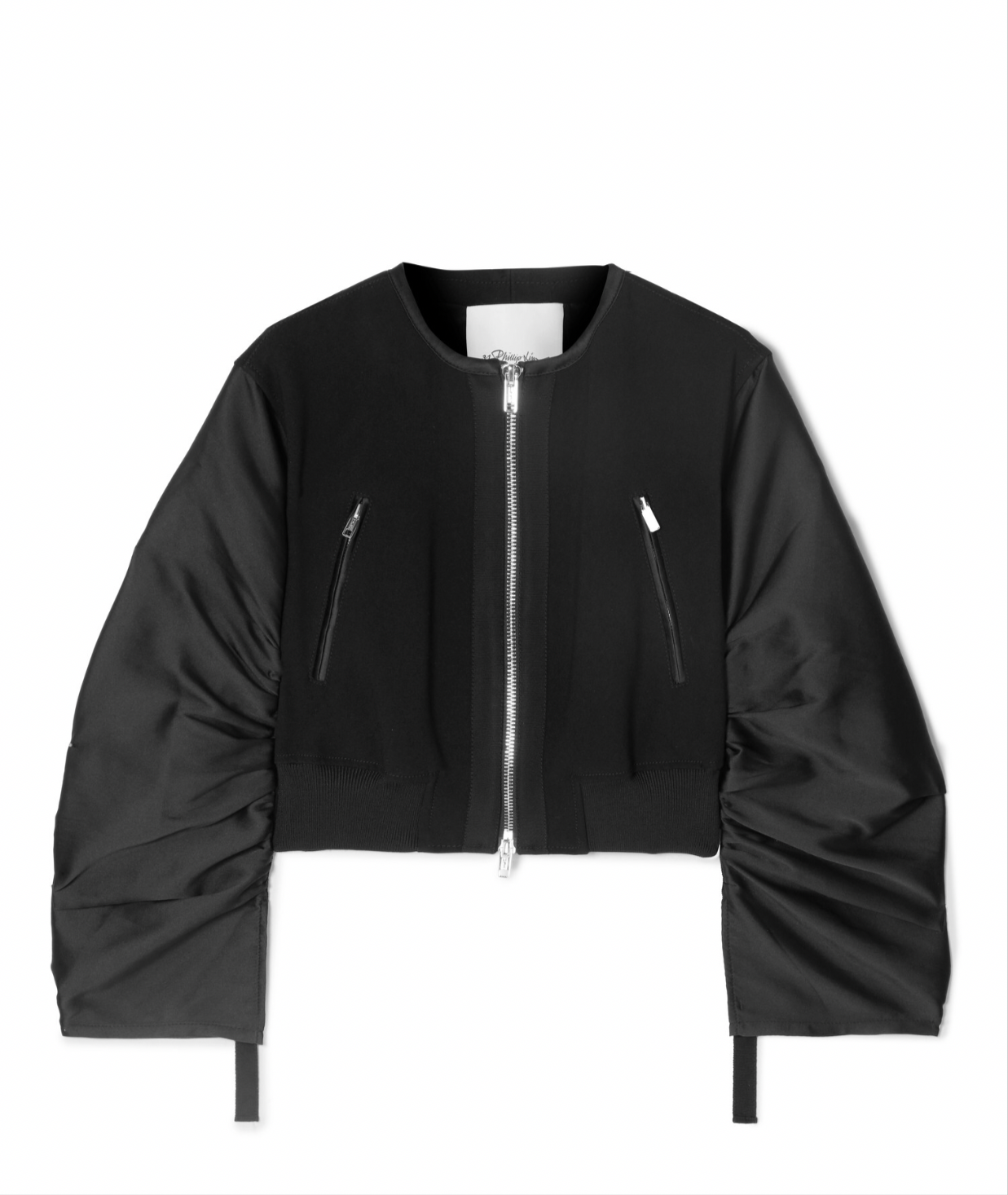 3.1 PHILLIP LIM cropped shirred crepe & taffeta bomber jacket size US6 (UK10)