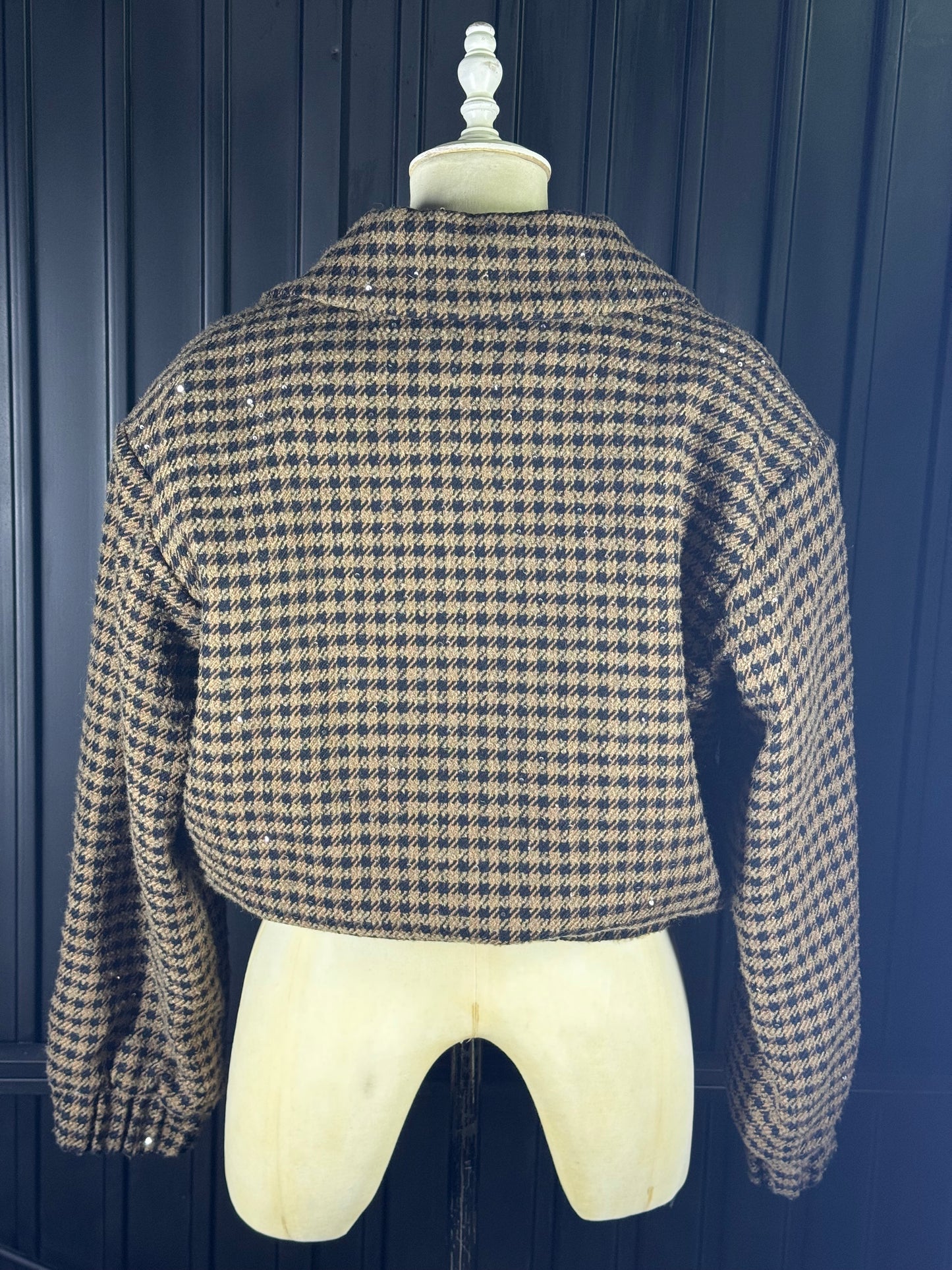 ALESSANDRA RICH tweed sequin embellished bomber - UK6