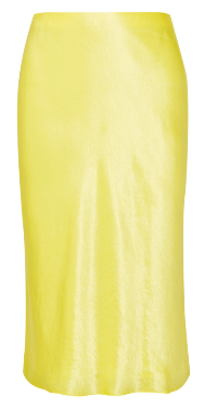 VINCE lemon hammered satin midi slip skirt - S