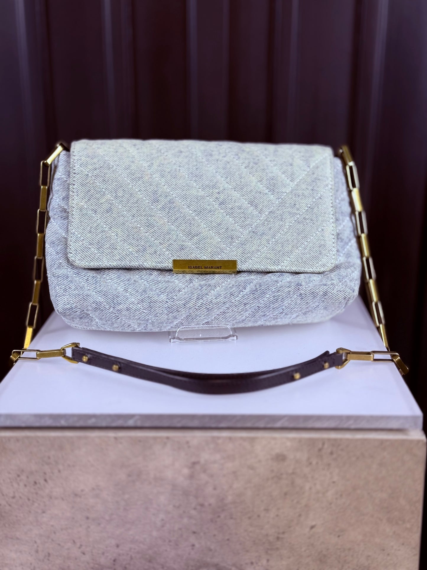 ISABEL MARANT denim quilted cross-body clutch bag