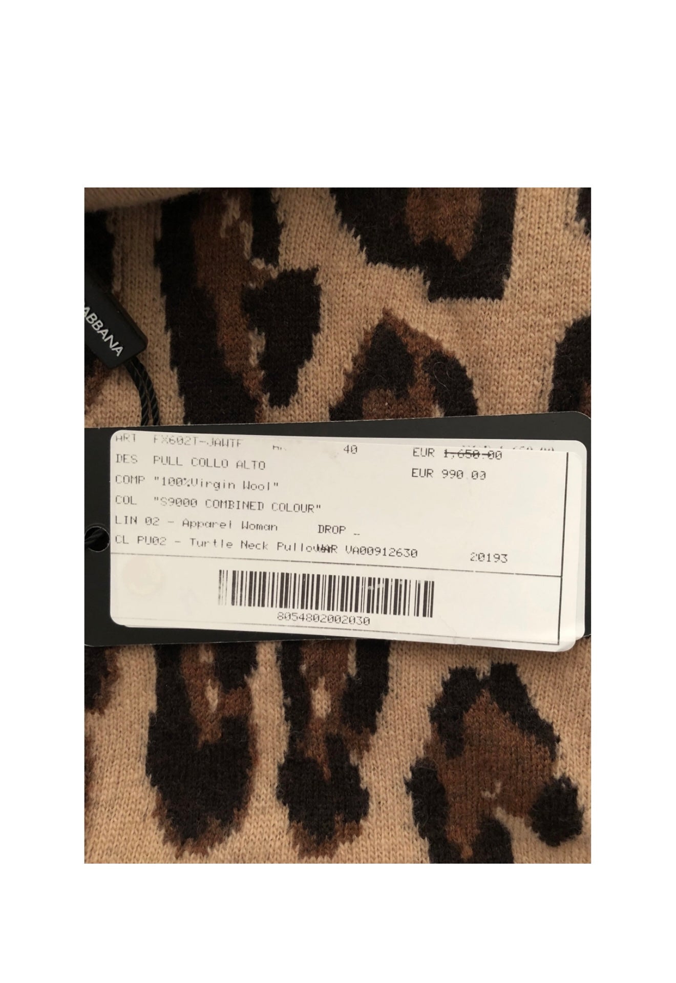 DOLCE & GABBANA short sleeve leopard print turtleneck top - IT40 / UK8