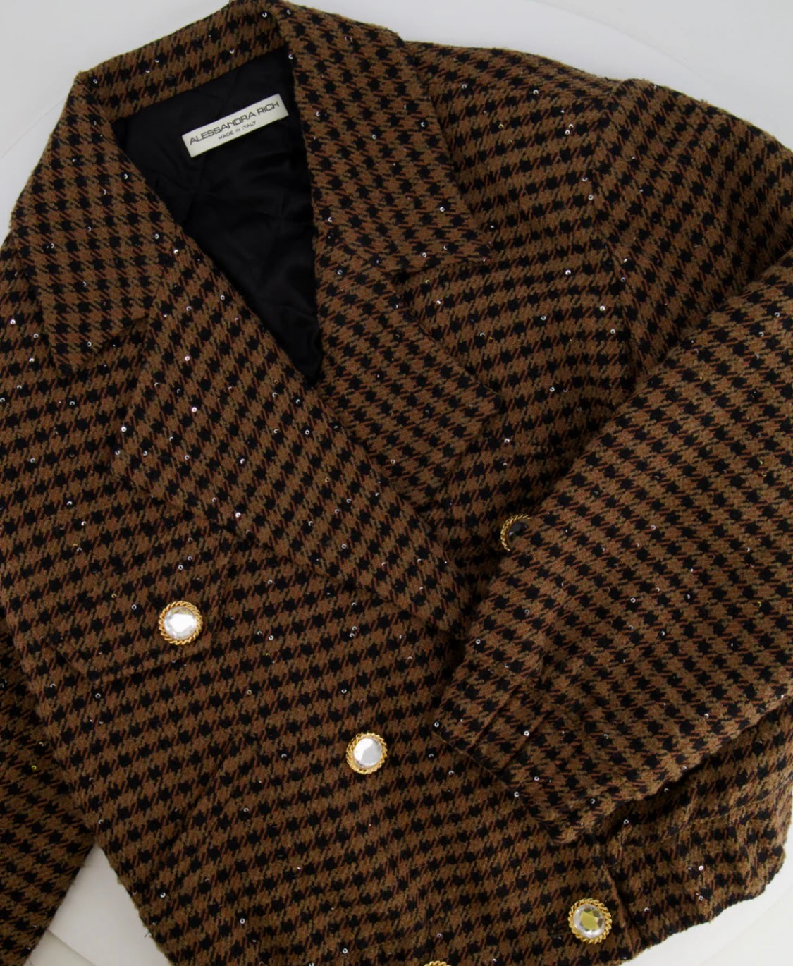 ALESSANDRA RICH tweed sequin embellished bomber - UK6