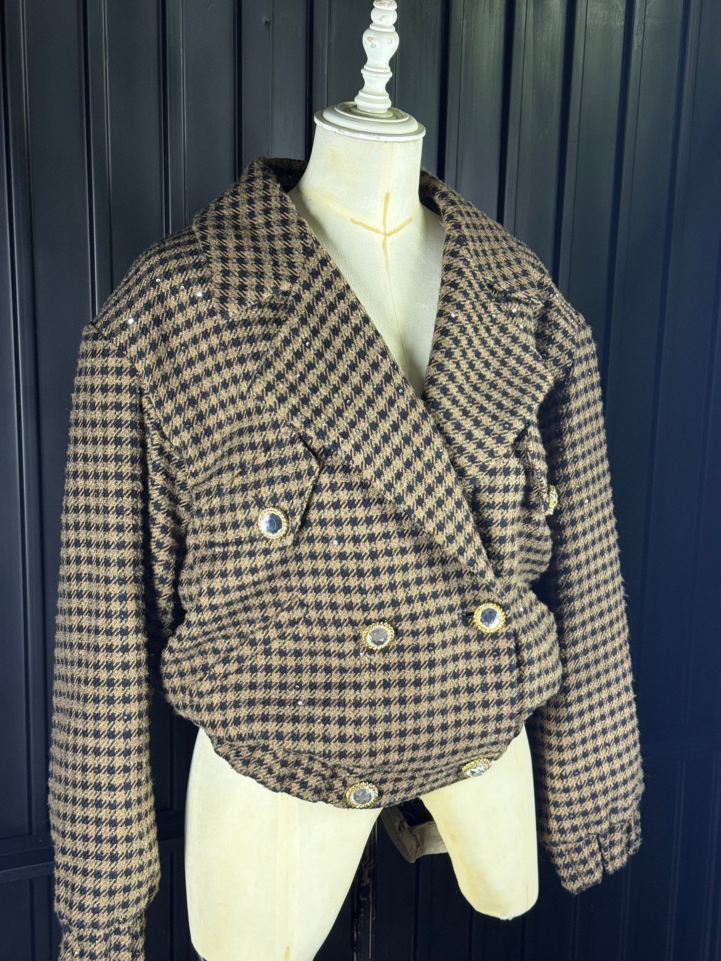 ALESSANDRA RICH tweed sequin embellished bomber - UK6