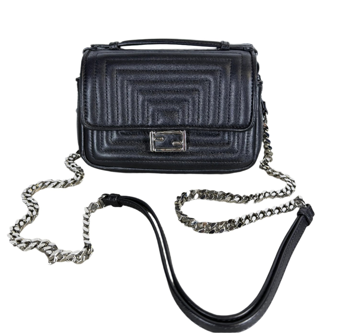 FENDI black leather nano baguette