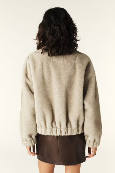 BA&SH 'Paros' faux fur bomber in grey - size 1