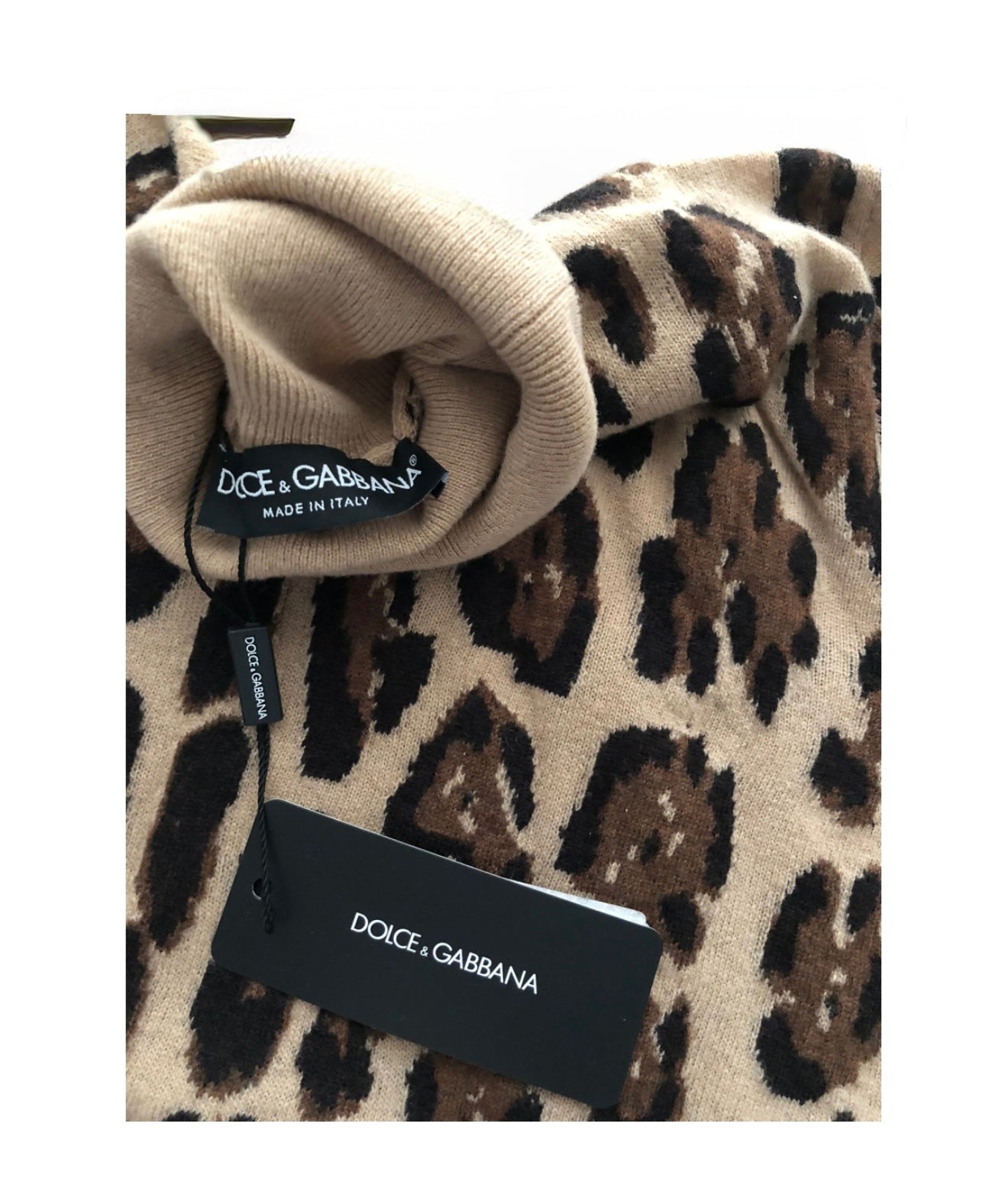 DOLCE & GABBANA short sleeve leopard print turtleneck top - IT40 / UK8
