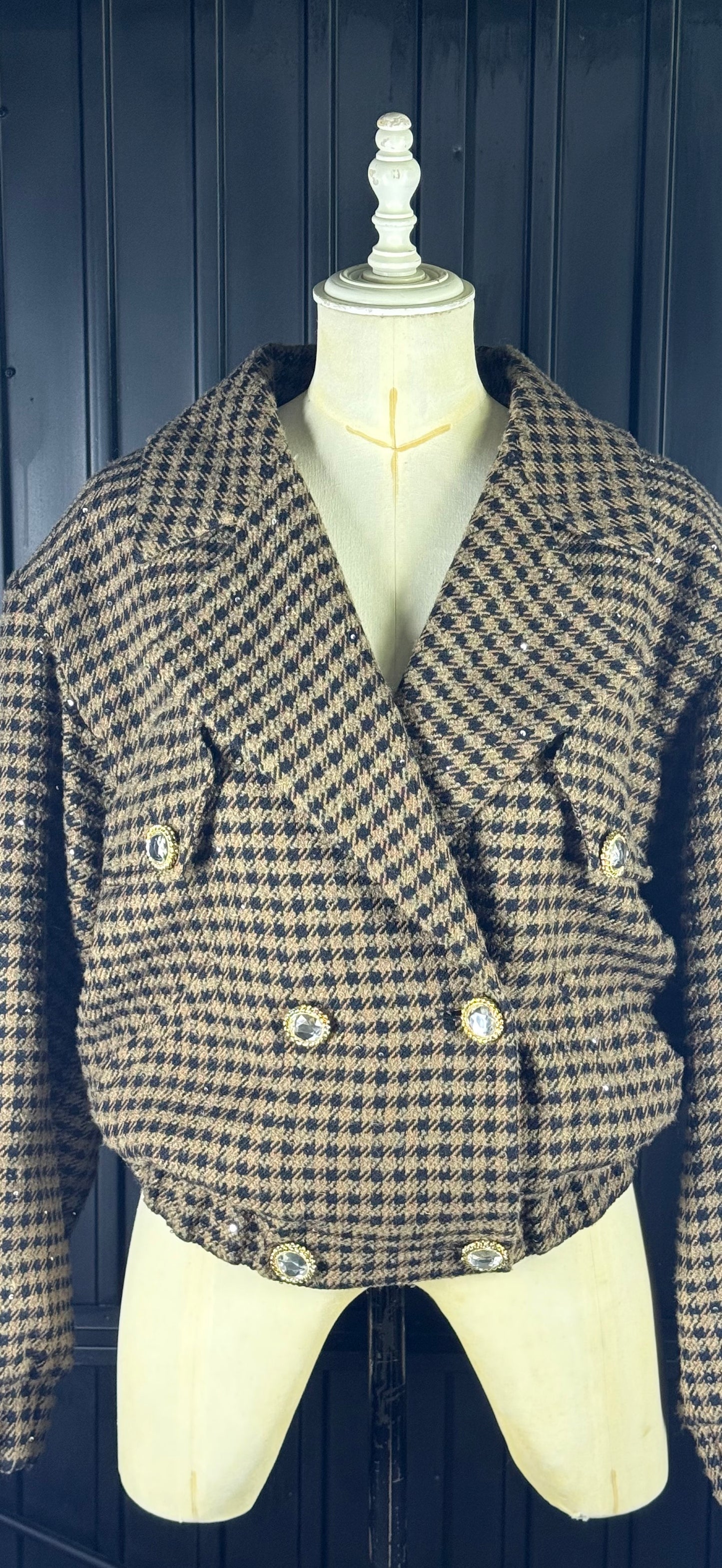 ALESSANDRA RICH tweed sequin embellished bomber - UK6