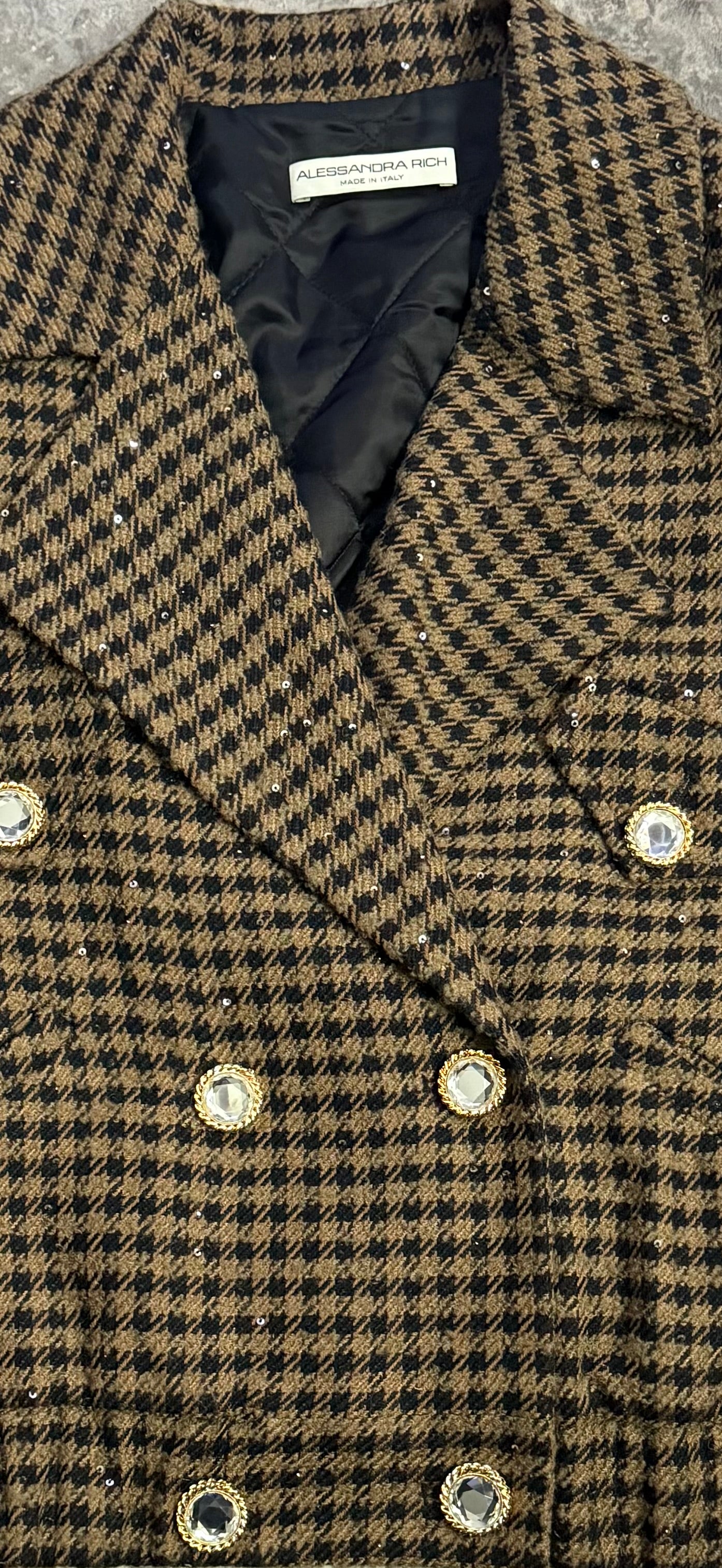 ALESSANDRA RICH tweed sequin embellished bomber - UK6