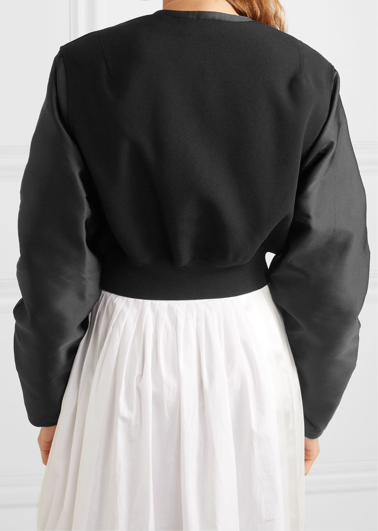 3.1 PHILLIP LIM cropped shirred crepe & taffeta bomber jacket size US6 (UK10)