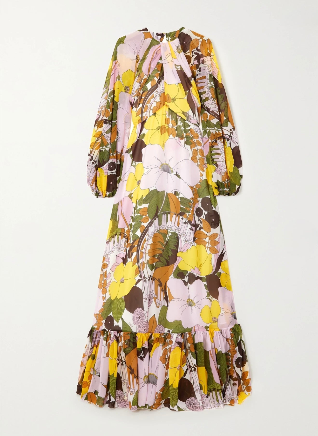 LA DOUBLEJ ‘Eve’ open-back floral-print chiffon maxi dress - S (UK8-10)