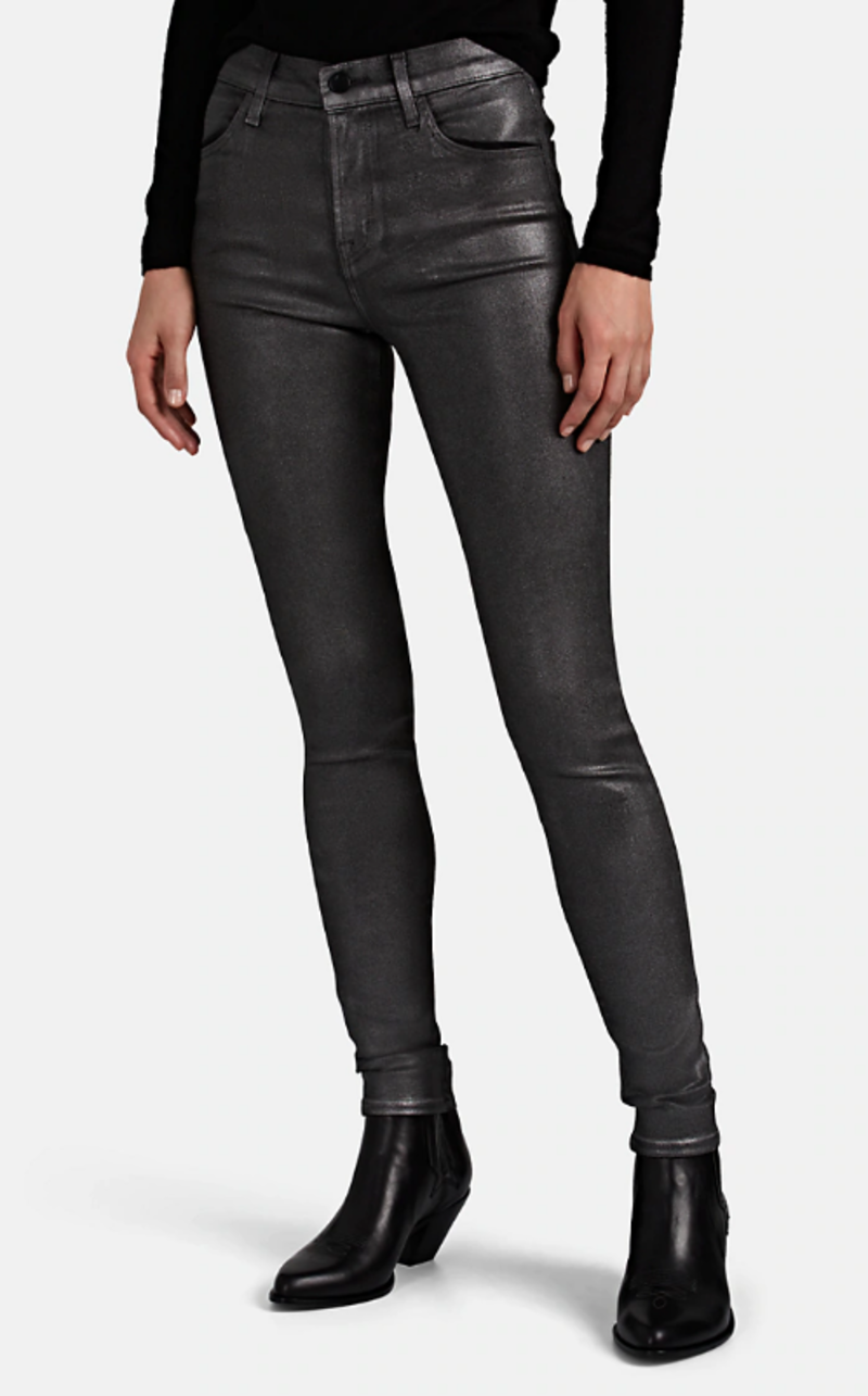 J BRAND 'Maria' high rise black coated stretch-denim jeans