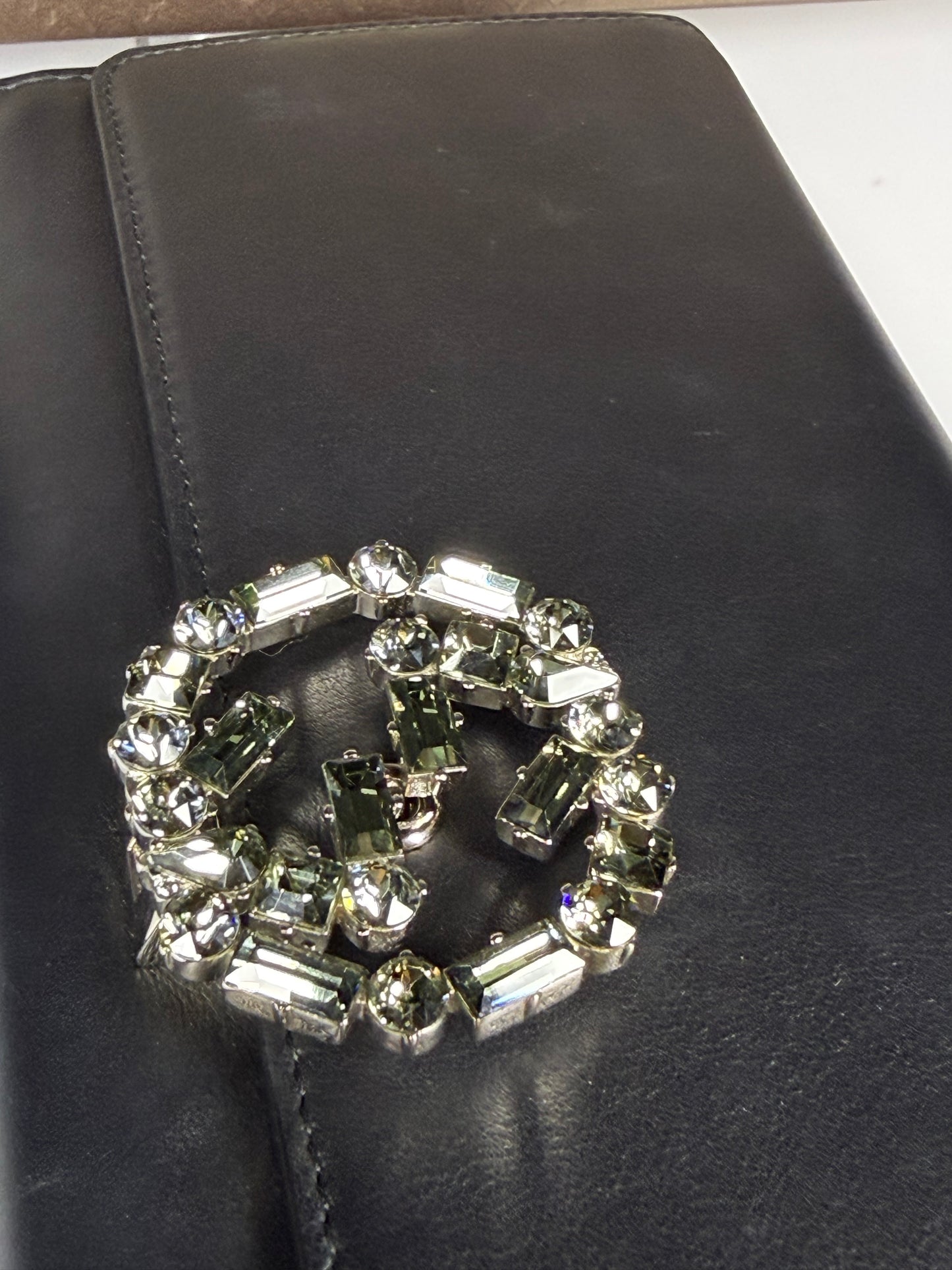GUCCI Swarovski crystal logo clutch