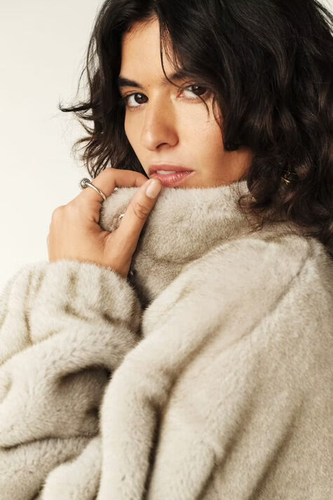 BA&SH 'Paros' faux fur bomber in grey - size 1