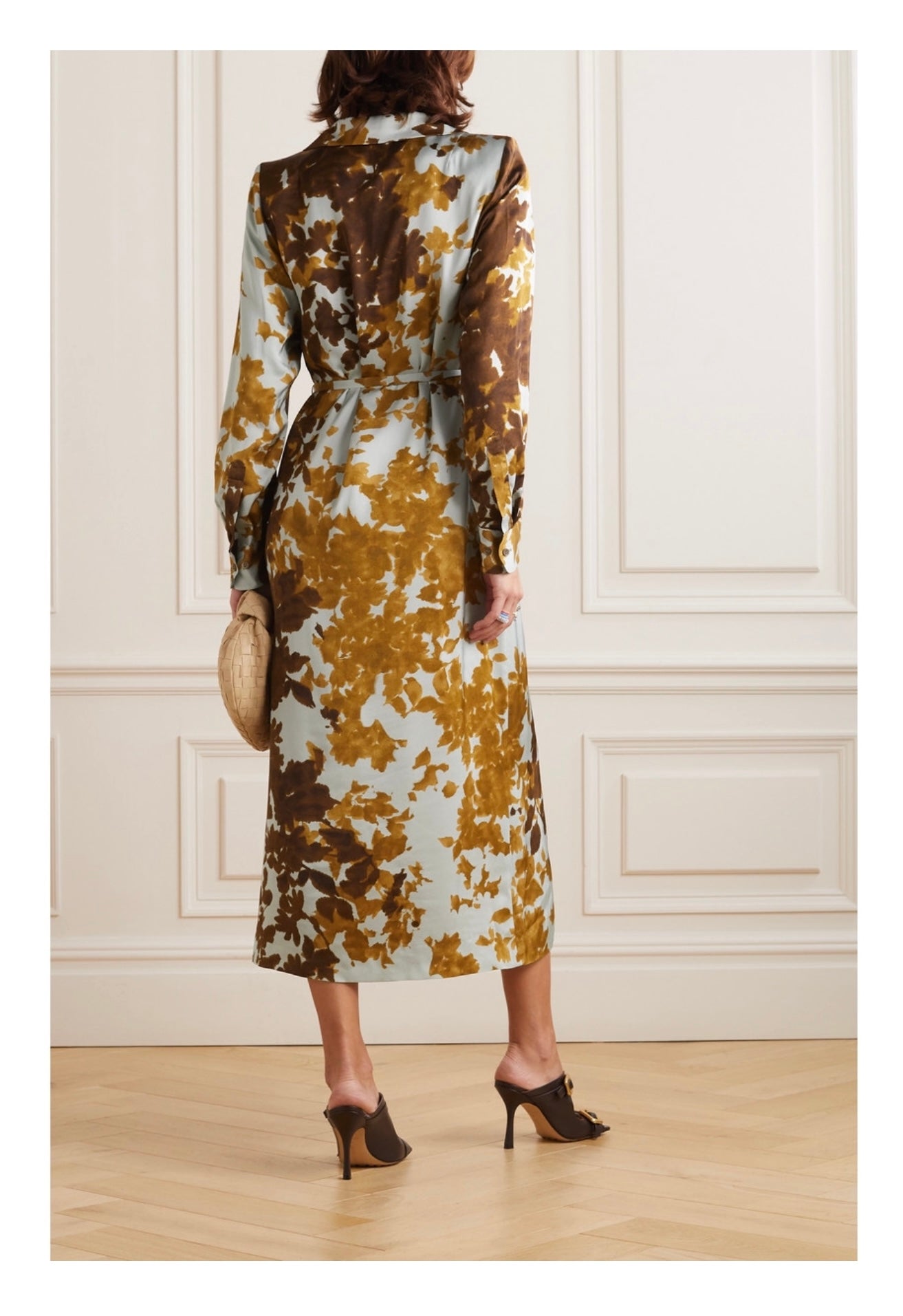 DRIES VAN NOTEN belted printed charmeuse midi dress - FR36 / UK8-10