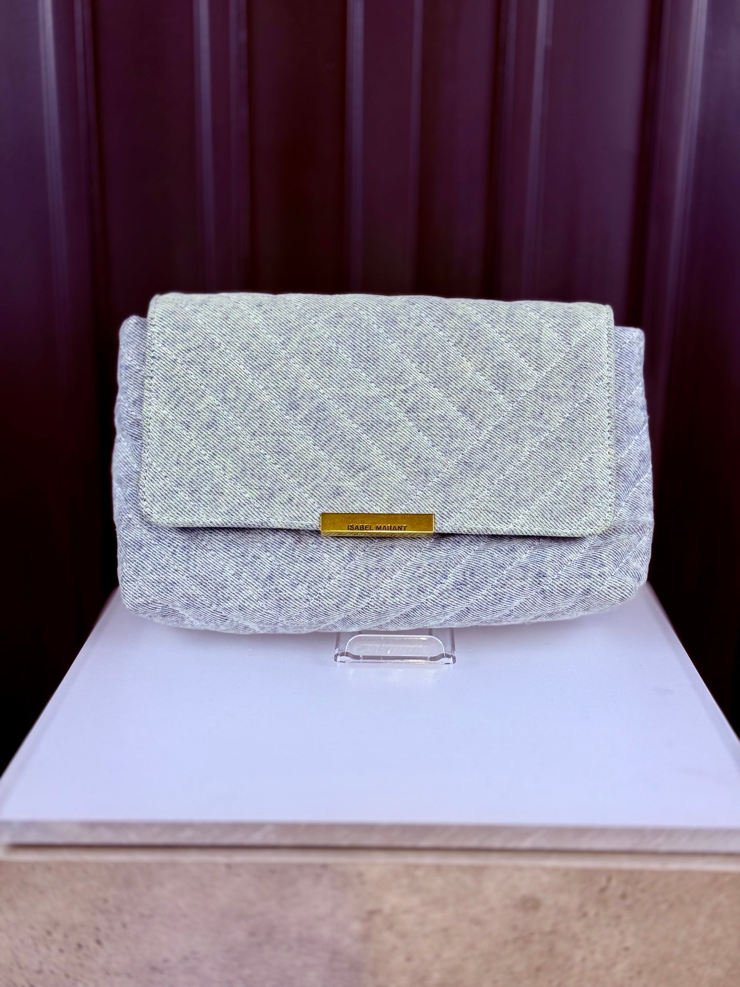 ISABEL MARANT denim quilted cross-body clutch bag