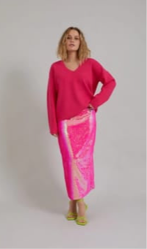 COSTER COPENHAGEN pink sequin midi skirt - EU38 (UK8-12)