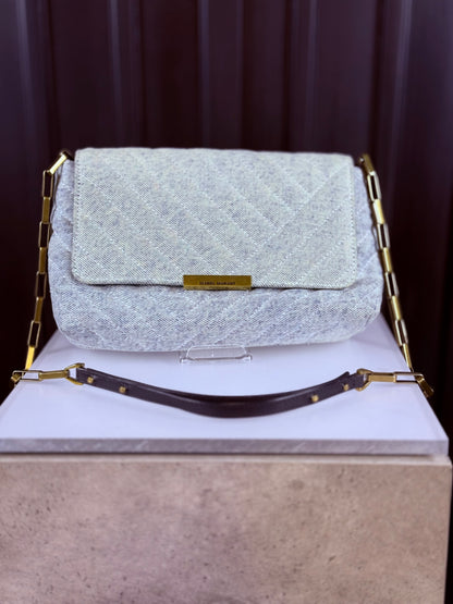 ISABEL MARANT denim quilted cross-body clutch bag