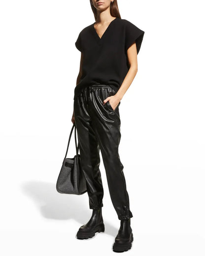 PAIGE ‘Vivette’ faux-leather jogger style trousers - L (UK10-14)
