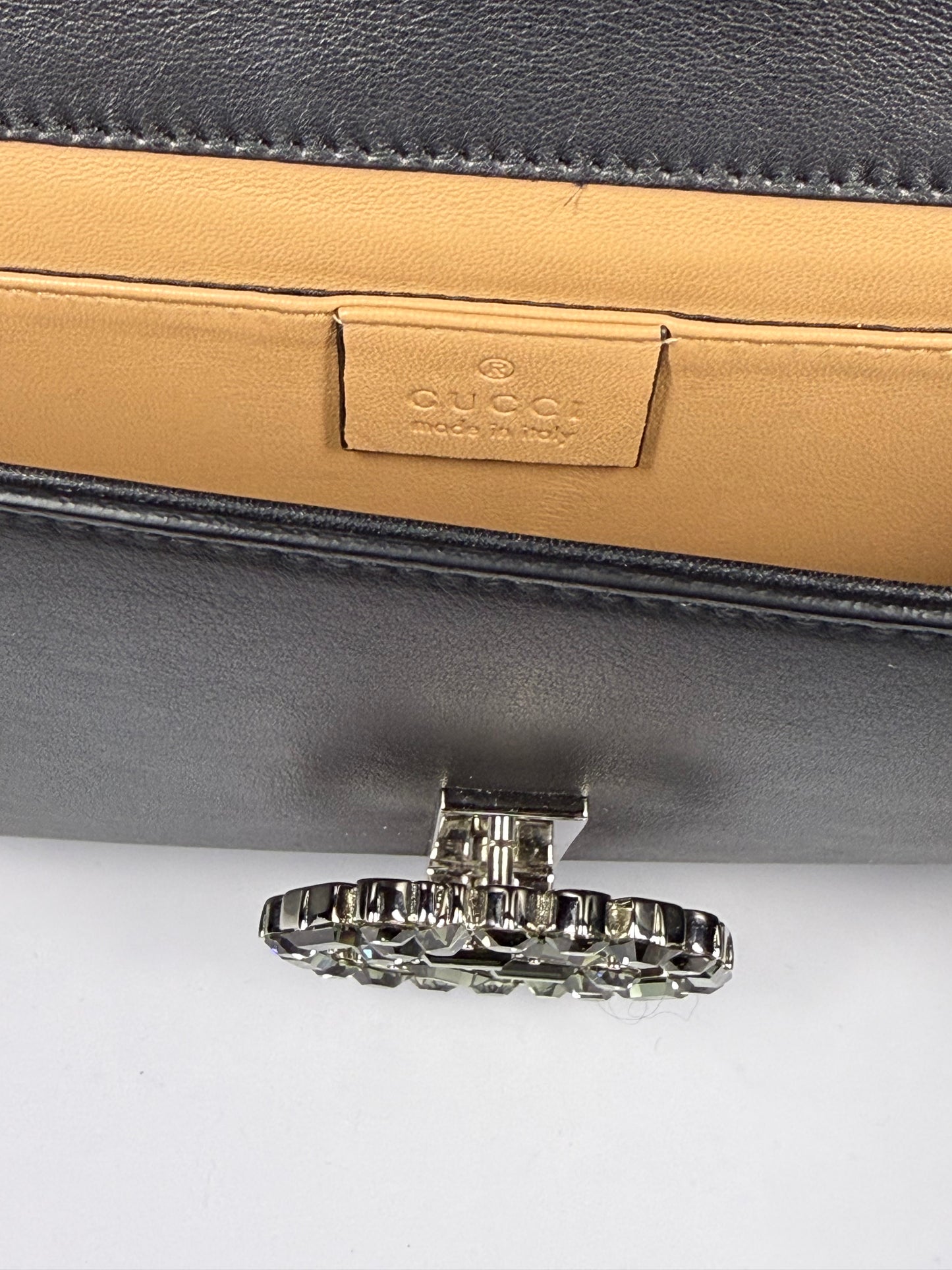 GUCCI Swarovski crystal logo clutch