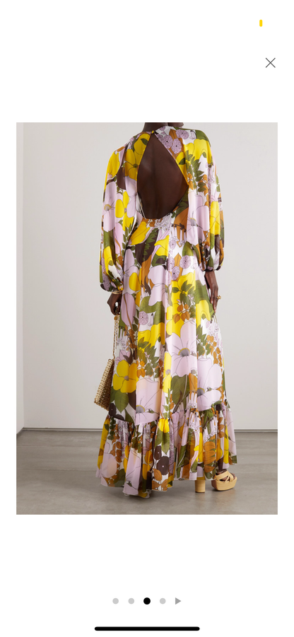 LA DOUBLEJ ‘Eve’ open-back floral-print chiffon maxi dress - S (UK8-10)