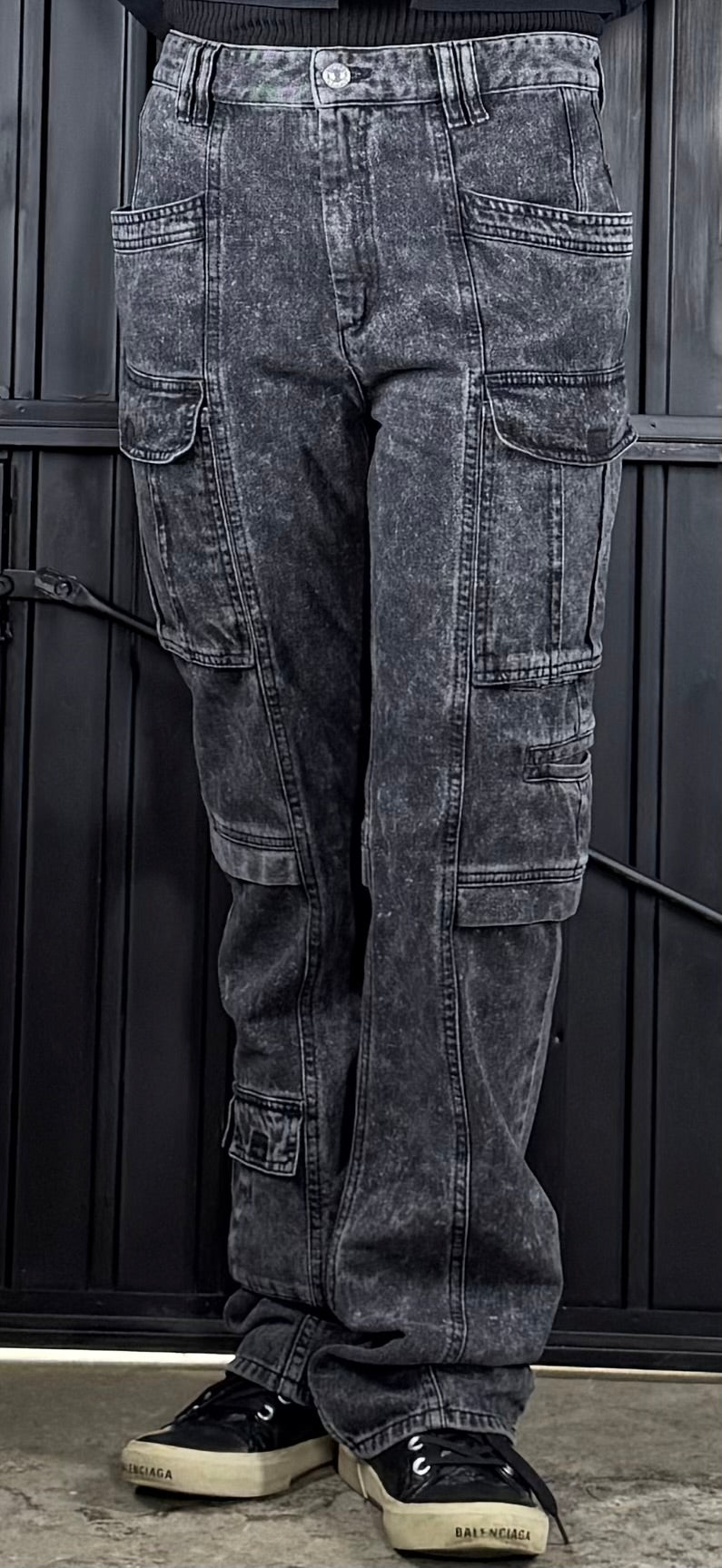 ISABEL MARANT 'Vokayo' dark grey cargo jeans - FR40 / UK10-12