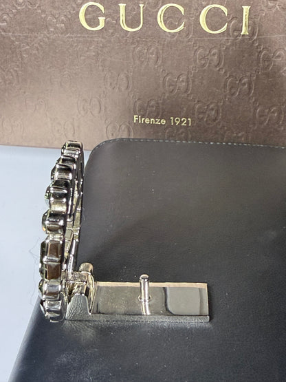 GUCCI Swarovski crystal logo clutch