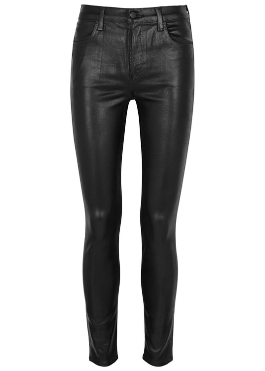 J BRAND 'Maria' high rise black coated stretch-denim jeans