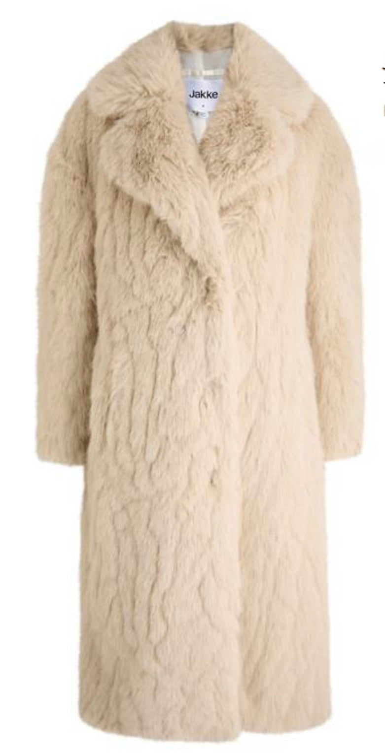 JAKKE faux fur maxi / midi coat - size S (UK6-10)