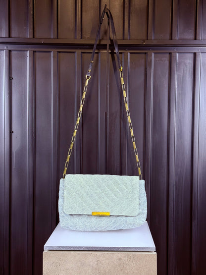 ISABEL MARANT denim quilted cross-body clutch bag