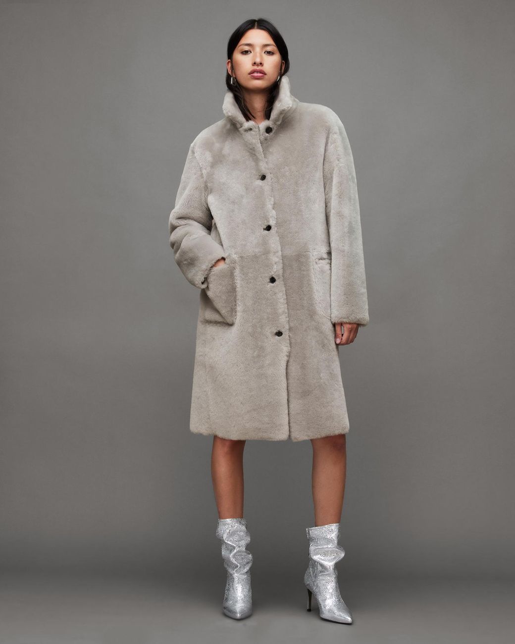 ALLSAINTS Serra reversible sheepskin coat - size M (UK8-10)