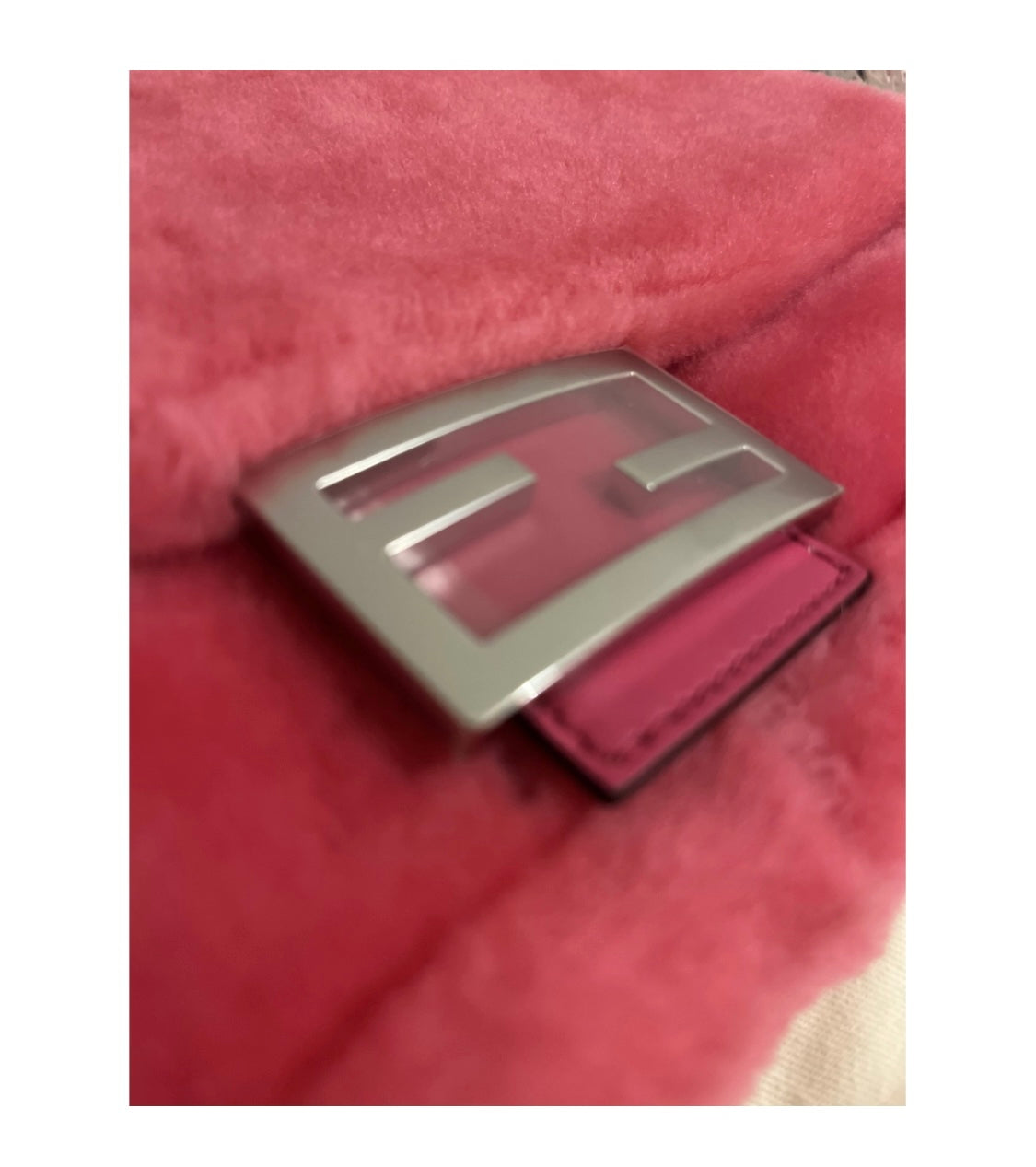 FENDI pink shearling baguette