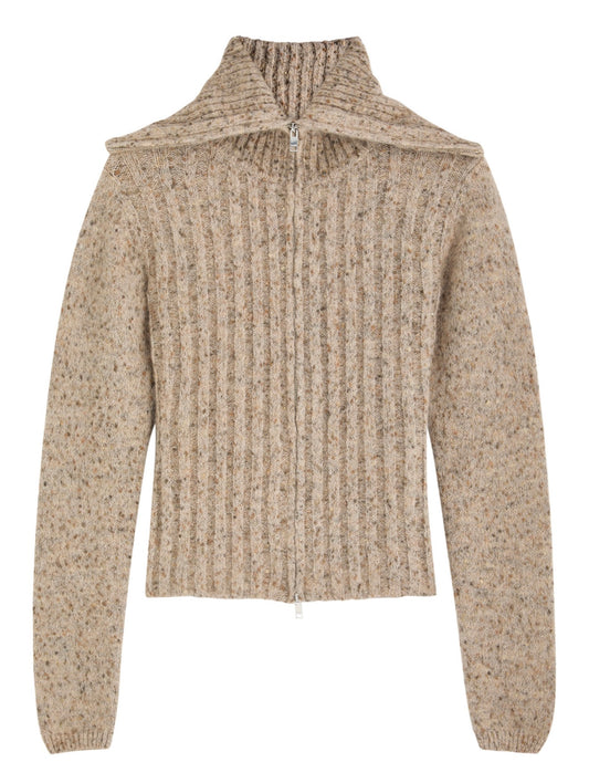 GANNI ribbed bouclé alpaca blend cardigan - L