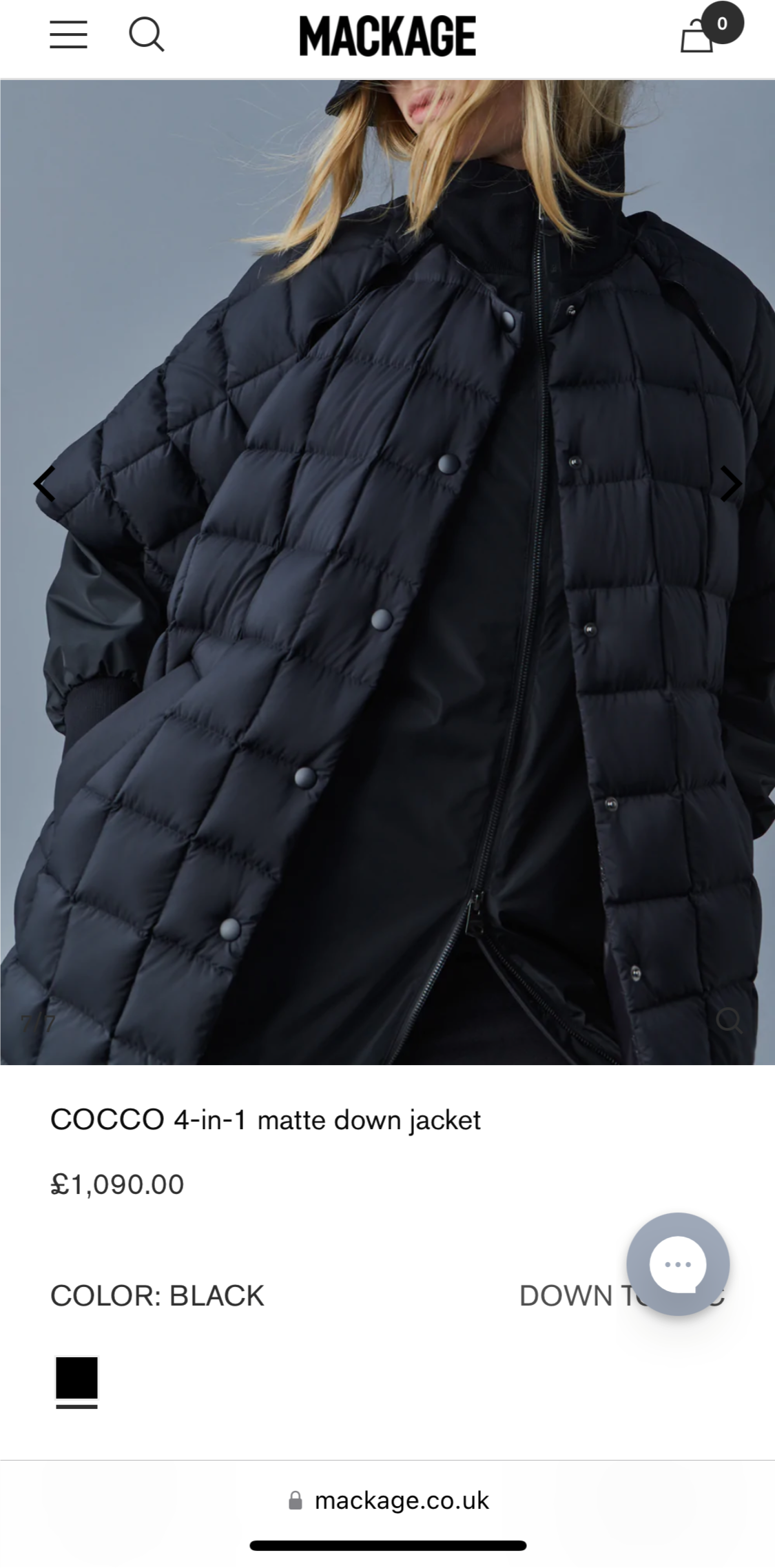 MACKAGE down-filled coat - S/P (UK6-12)
