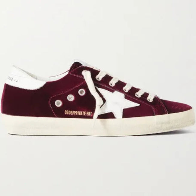 GOLDEN GOOSE Super Star distressed leather trim velvet sneakers - UK6 / EU39