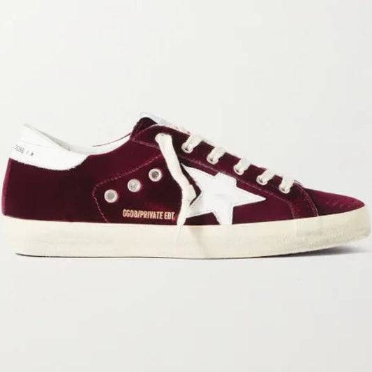 GOLDEN GOOSE Super Star distressed leather trim velvet sneakers - UK6 / EU39