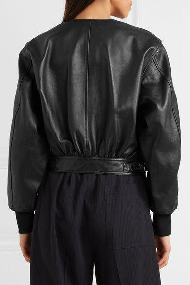 3.1 PHILLIP LIM cropped leather bomber jacket size 2 (UK8-10)