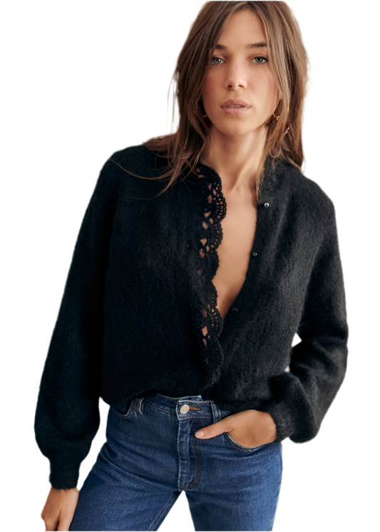 SEZANE mohair blend black cardigan - M