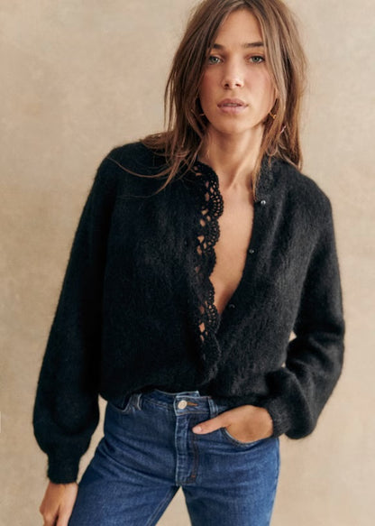 SEZANE mohair blend black cardigan - M