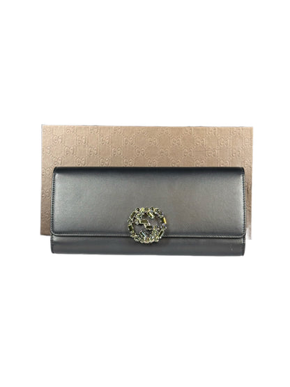 GUCCI Swarovski crystal logo clutch